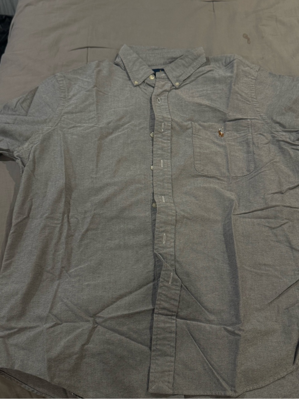 Ralph Lauren Men's Gray Button-Down Oxford Shirt with Chest Pony